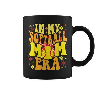 Retro Groovy In My Softball Mom Era Softball Mama Mom Life Coffee Mug - Seseable