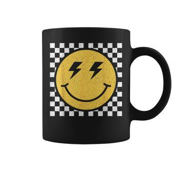 Retro Happy Face Checkered Pattern Smile Face Trendy Smiling Coffee Mug - Thegiftio UK