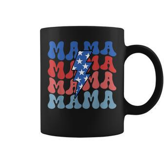 Retro Lightning Bolt Mama America Patriotic 4Th Of July Gifts For Mama Funny Gifts Coffee Mug | Mazezy