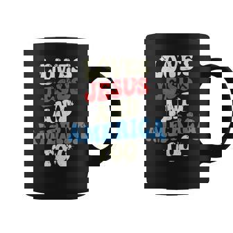 Retro Loves Jesus And America Too Groovy 4Th Of July Vintage Coffee Mug | Mazezy