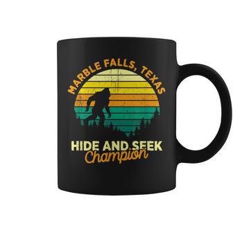 Retro Marble Falls Texas Big Foot Souvenir Coffee Mug | Mazezy
