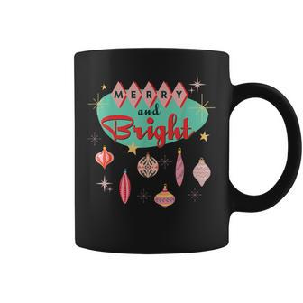 Retro Merry And Bright Mid-Century Modern Christmas Ornament Coffee Mug - Seseable