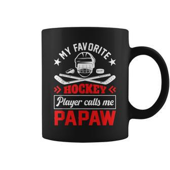 Retro My Favorite Hockey Player Calls Me Papaw Fathers Day Coffee Mug | Mazezy