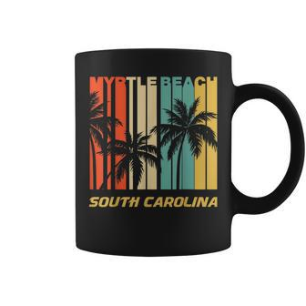 Retro Myrtle Beach South Carolina Palm Trees Vacation Coffee Mug | Mazezy