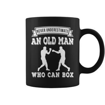Retro Never Underestimate An Old Man Who Can Box Retro Boxer Coffee Mug - Seseable