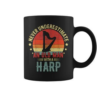 Retro Never Underestimate Old Man With A Harp Player Men Coffee Mug - Seseable