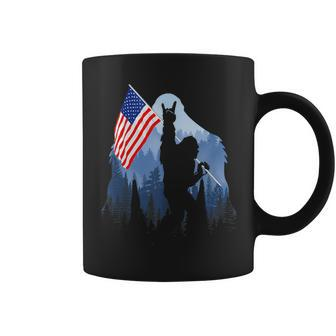 Retro Patriotic Bigfoot Sasquatch With Usa Flag 4Th Of July Coffee Mug - Seseable