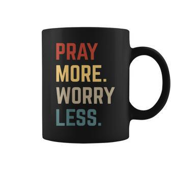 Retro Pray More Worry Less Christian Faith Religious Church Coffee Mug - Thegiftio UK