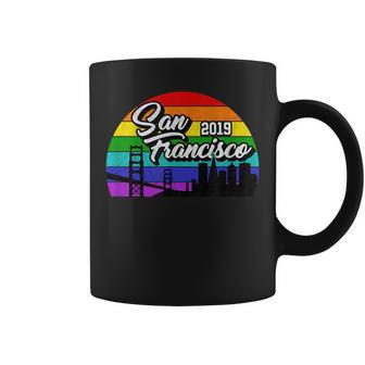 Retro Rainbow Sunset Souvenir 2019 San Francisco Gay Pride Coffee Mug | Mazezy