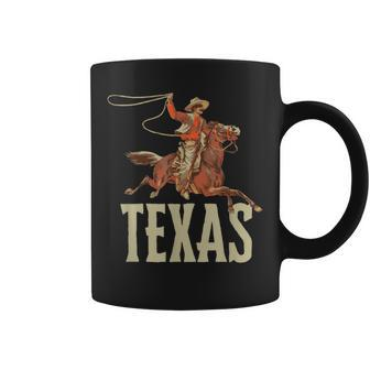 Retro Roping Cowboy & Bronco Texas Coffee Mug | Mazezy