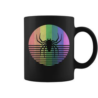Retro Spider Gay Pride Rainbow Flag Vintage Distressed Coffee Mug | Mazezy