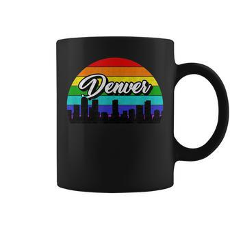 Retro Style Rainbow Sunset Souvenir Denver Gay Pride Coffee Mug | Mazezy