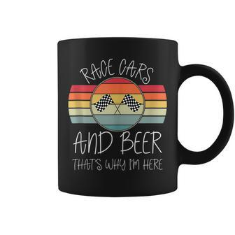 Retro Sunset Race Car Gift Race Cars And Beer Checkered Flag Beer Funny Gifts Coffee Mug | Mazezy