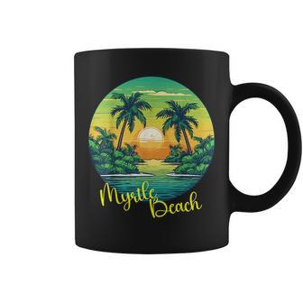 Retro Sunset South Carolina Myrtle Beach Palm Trees Coffee Mug | Mazezy