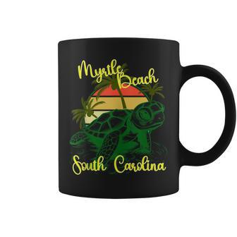 Retro Sunset South Carolina Myrtle Beach Sea Turtle Coffee Mug | Mazezy