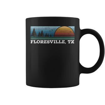 Retro Sunset Stripes Floresville Texas Coffee Mug | Mazezy