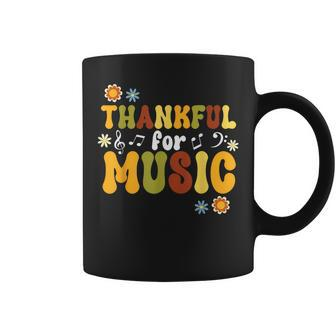 Retro Thankful For Music Floral Music Teacher Thanksgiving Coffee Mug - Thegiftio UK