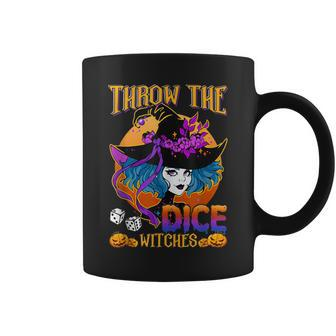 Retro Throw The Dice Witches Bunco Halloween Pumpkin Gothic Coffee Mug | Mazezy