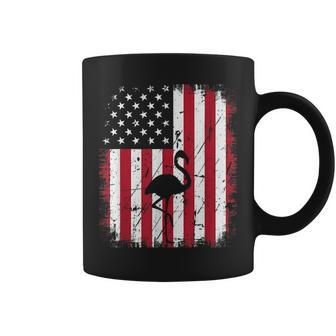 Retro Vintage Flamingo American Flag 4Th Of July Usa Coffee Mug | Mazezy