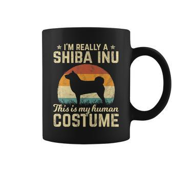 Retro Vintage Silhouette Shiba Inu Dog Halloween Costume 70S 70S Vintage Designs Funny Gifts Coffee Mug | Mazezy