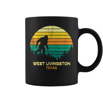 Retro West Livingston Texas Big Foot Souvenir Coffee Mug | Mazezy