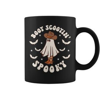 Retro Western Halloween Cute Ghost Boot Scootin Spooky Coffee Mug - Monsterry DE
