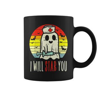 Retro I Will Stab You Ghost Nurse Halloween Nursing Rn Coffee Mug - Thegiftio UK