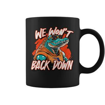 Retro We Won't Back Down Blue And Orange Gator Coffee Mug - Seseable