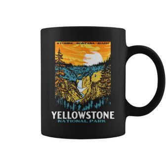 Retro Yellowstone National Park Wpa Style Lower Falls Coffee Mug - Thegiftio UK