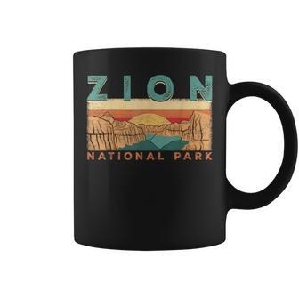 Retro Zion National Park Utah Mountain Women Men Kids Hiking Coffee Mug - Seseable