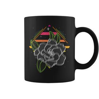 Retrowave Neon Gardenia Flower Coffee Mug | Mazezy