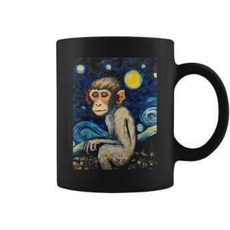 Rhesus Monkey Starry Night Animal Lover Graphic Coffee Mug | Mazezy