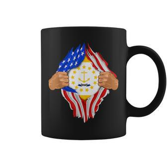 Rhode Island Roots Inside State Flag | American Proud Coffee Mug | Mazezy