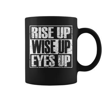 Rise Up Wise Up Eyes Up Vintage Retro Motivational Coffee Mug | Mazezy