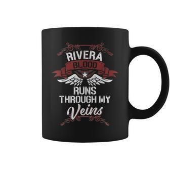 Rivera Blood Runs Through My Veins Last Name Family Coffee Mug | Mazezy