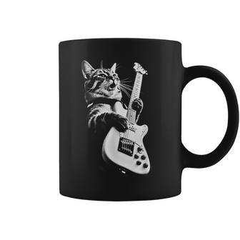 Rock Cat Playing Guitar Guitar Cat Coffee Mug - Seseable