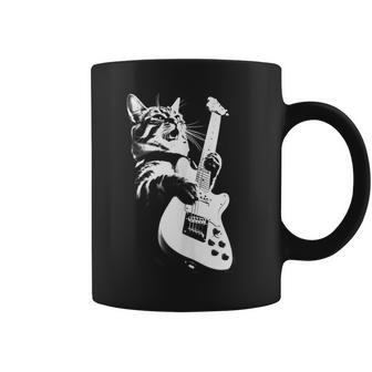 Rock Cat Playing Guitar Guitar Cat Coffee Mug - Seseable