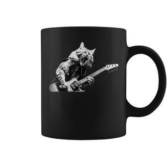 Rock Cat Playing Guitar Guitar Cat Coffee Mug - Monsterry CA