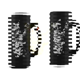 Rock Cat Playing Guitar Rock Kitty Guitar Cat Coffee Mug | Mazezy
