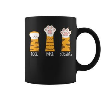 Rock Paper Scissors Hand Game Funny Cute Paw Cat Lovers Coffee Mug | Mazezy