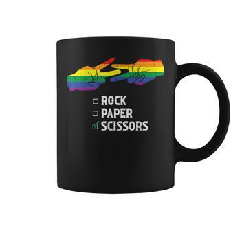 Rock Paper Scissors Lesbian Pride Lgbtq Rainbow Pride Coffee Mug | Mazezy