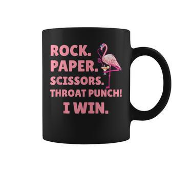 Rock Paper Scissors Throat Punch I Win Funny Pink Flamingo Flamingo Funny Gifts Coffee Mug | Mazezy