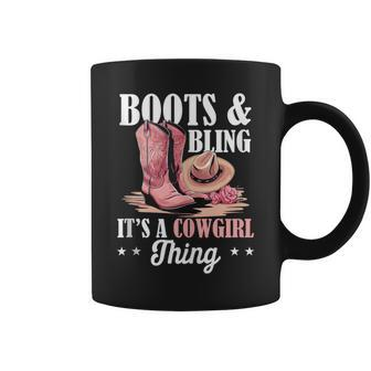 Rodeo Western Country Southern Cowgirl Hat Boots & Bling Coffee Mug | Mazezy