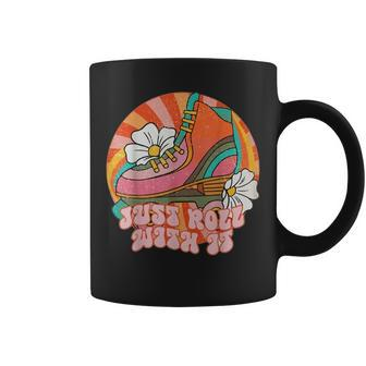 Roll With It Roller Skating Retro Skater Vintage Skate Quote Coffee Mug | Mazezy