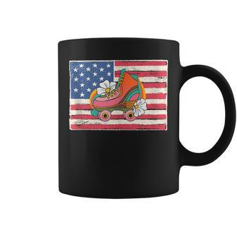 Roller Skate For Women Gift Skating American Flag Patriotic Patriotic Funny Gifts Coffee Mug | Mazezy