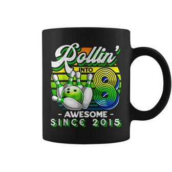 Rollin' Into 8 Awesome 2015 Retro Bowling 8Th Birthday Boys Coffee Mug - Thegiftio UK