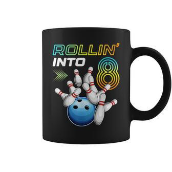 Rollin Into 8 Retro Bowling Birthday Party 8Th Birthday Coffee Mug - Thegiftio UK