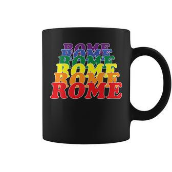 Rome City Gay Pride Rainbow Word Design Coffee Mug | Mazezy