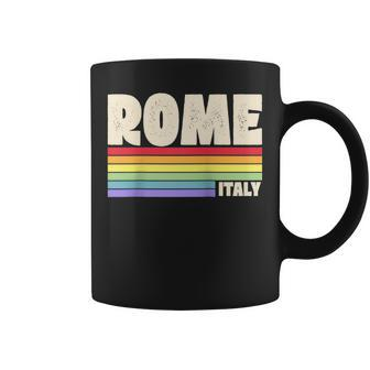 Rome Italy Rainbow Gay Pride Merch Retro 70S 80S Queer Coffee Mug | Mazezy