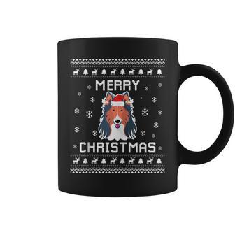 Rough Collie Dog Owner Ugly Christmas Sweater For Holidays Coffee Mug - Seseable